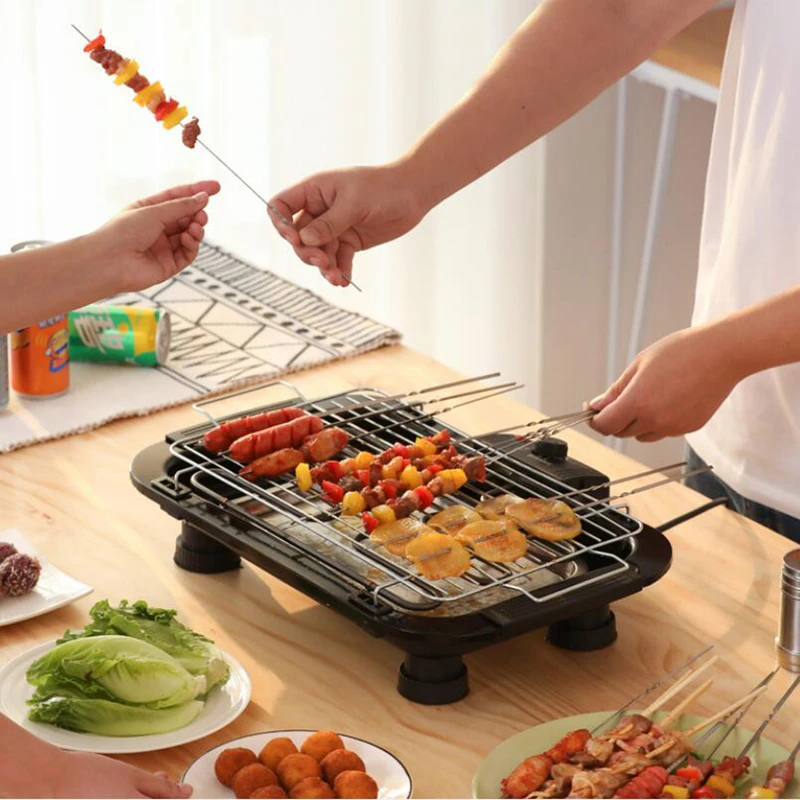 2000W bezdymny elektryczny Pan Grill piec do grilla non-stick Griddle mięso Kebab Roaster Grill przenośny płyta grzewcza dla domu na zewnątrz