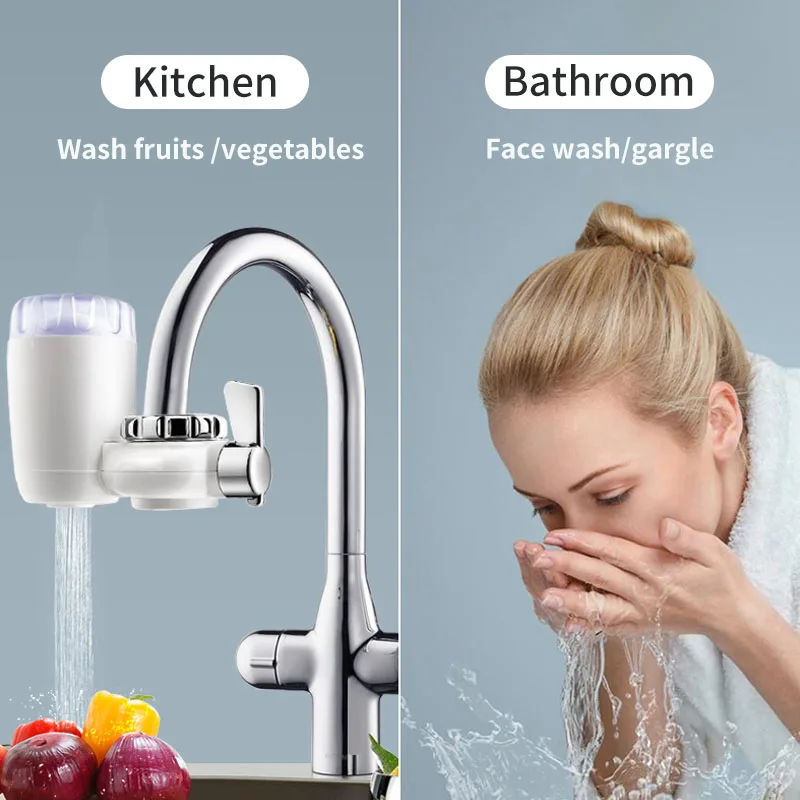 HiPiCok-منقي مياه الصنبور ، فلتر مياه صنبور المطبخ ، دورق سيراميك قابل للغسل ، منظف مياه يزيل الشوائب والبكتيريا والصدأ