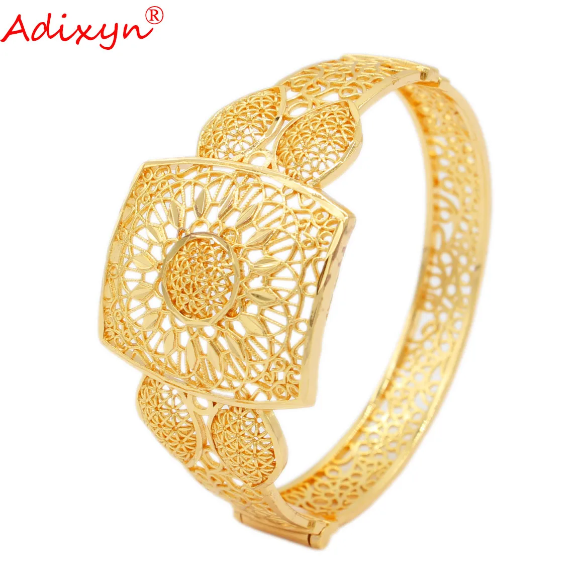 

Adixyn New Watch Bangle for Women Jewelry Gold Color Cuff Bangle African Arab Luxury Bracelet Wedding Gifts N12276