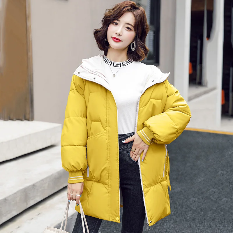 

Women's Down Padded Jacket 2022 New Autumn Winter Jacket Outerwear Female Thicken Parka Coat Loose Warm Hooded Parka