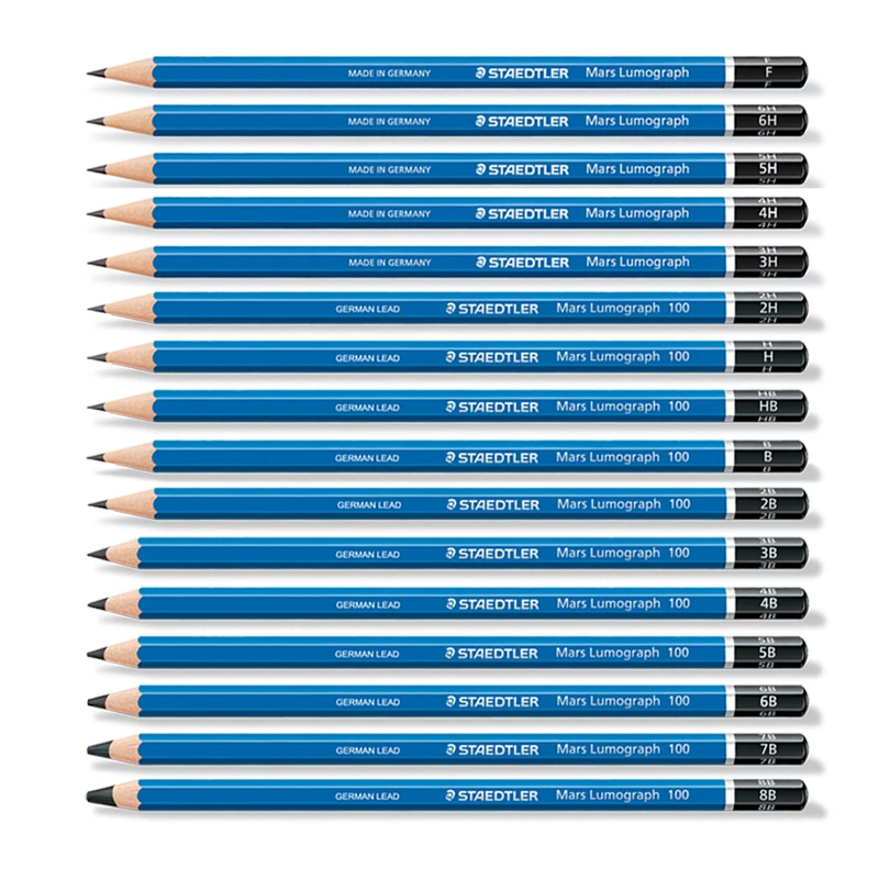 STAEDTLER 100 Graphite Sketch Pencil Water Soluble Mars Lumograph Student Art Supplies Soft Medium Hard Charcoal Pencils