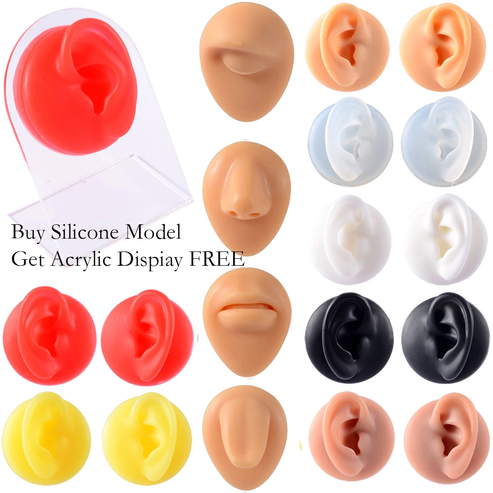 Body Soft Silicone Model Human Ear Mouth Eye Tongue Navel Model Display Puncture Simulation for Jewelry Display Teaching Tool