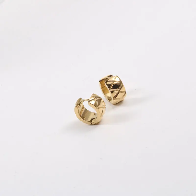 KITEAL 2024 new hit PVD plated Lady earrings earring female 2024 Grid pattern women earring christmas gift
