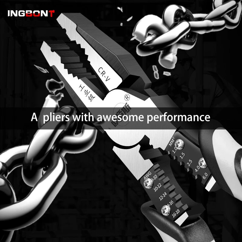 INGBONT متعددة الوظائف العالمي قطري كماشة إبرة زردية طويلة الفكين معدات الكمبيوتر العالمي سلك القواطع كهربائي