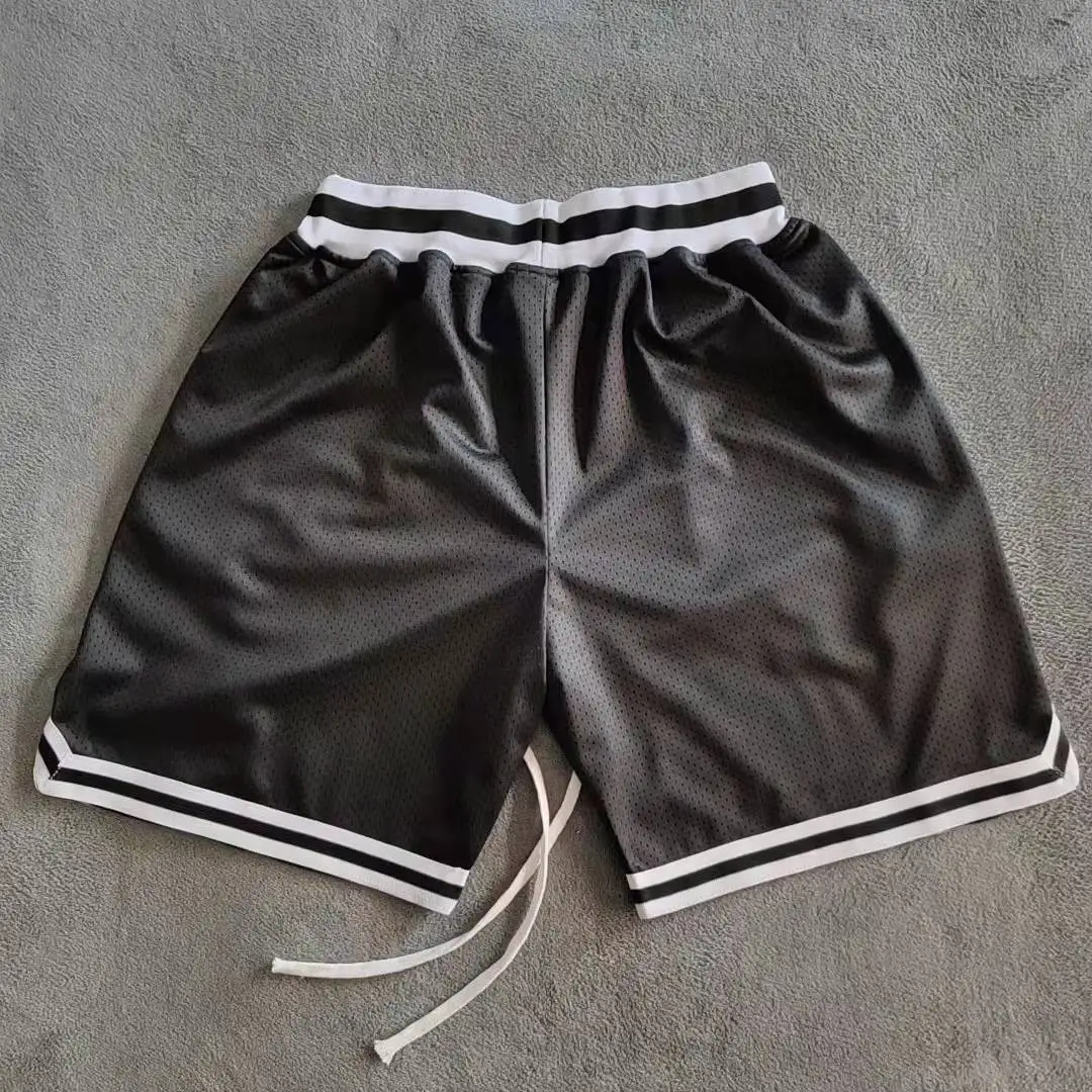 TRILLEST Black Golden State Flash Printed Basketball Shorts with Zipper Pockets Curry Street Style Sports Training Pants