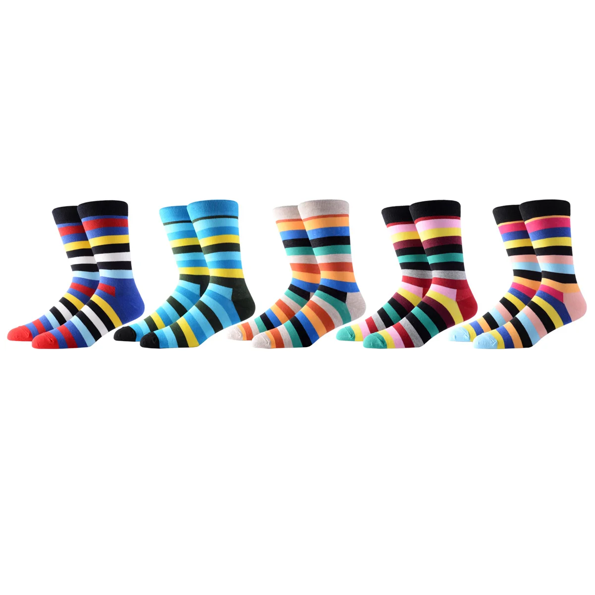 5-10 Pairs Mens Socks Casual Gentleman Color Puzzle Happy INS Style Stripe Business Funny Party Dress Cotton Sock Christmas Gift