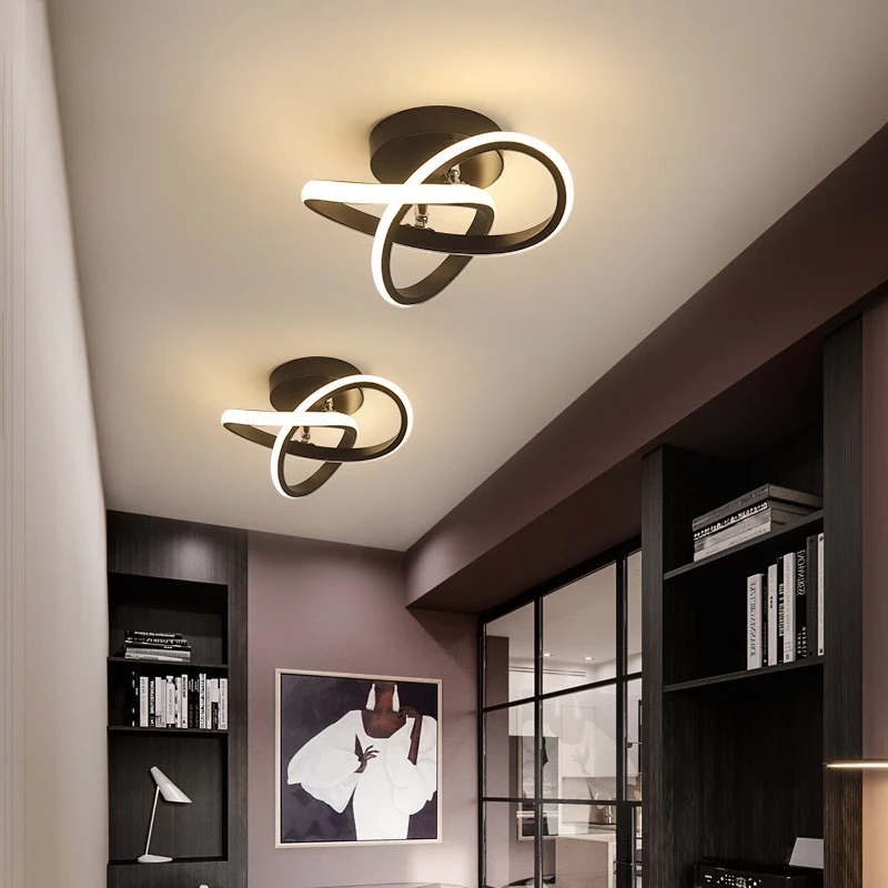 Modern Minimalist Led Chandeliers Balcony Aisle Lamp Home Corridor Porch Channel Lighting Black White Lustre Ceiling Lights