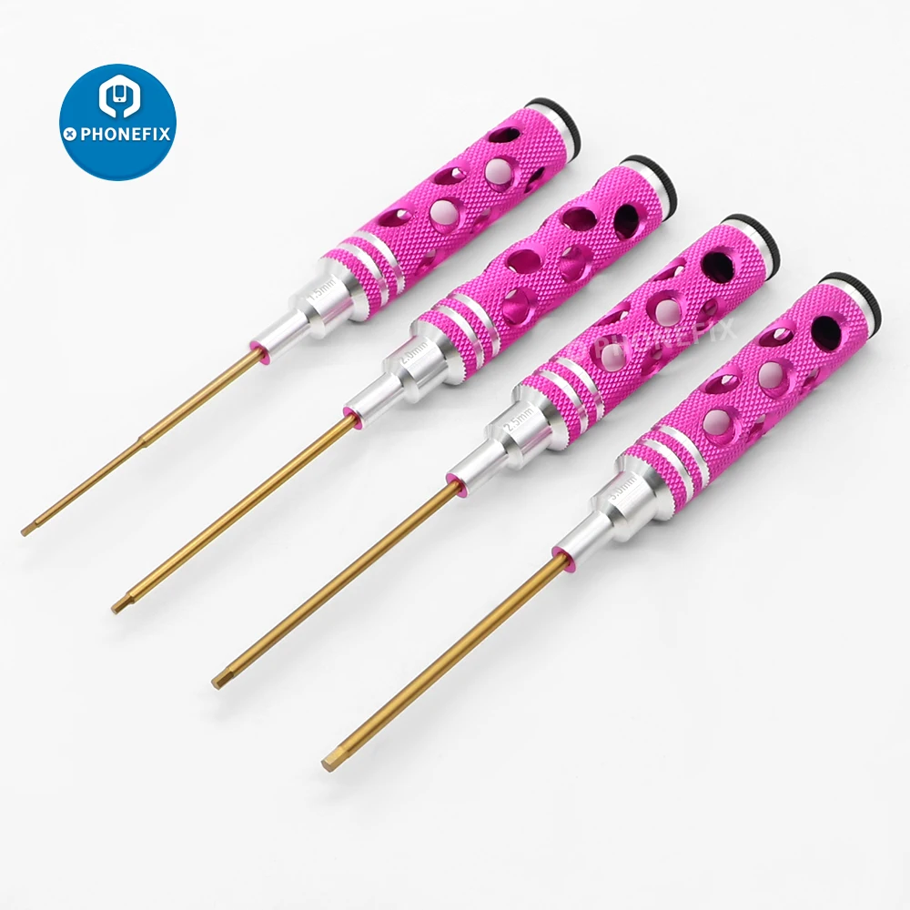 4 in 1 1.5/2/2.5/3mm Rose Red Hexagon Screwdriver Set for RC Helicopter RC Toys Repairing DIY Drone Electric Screwdriver Kit