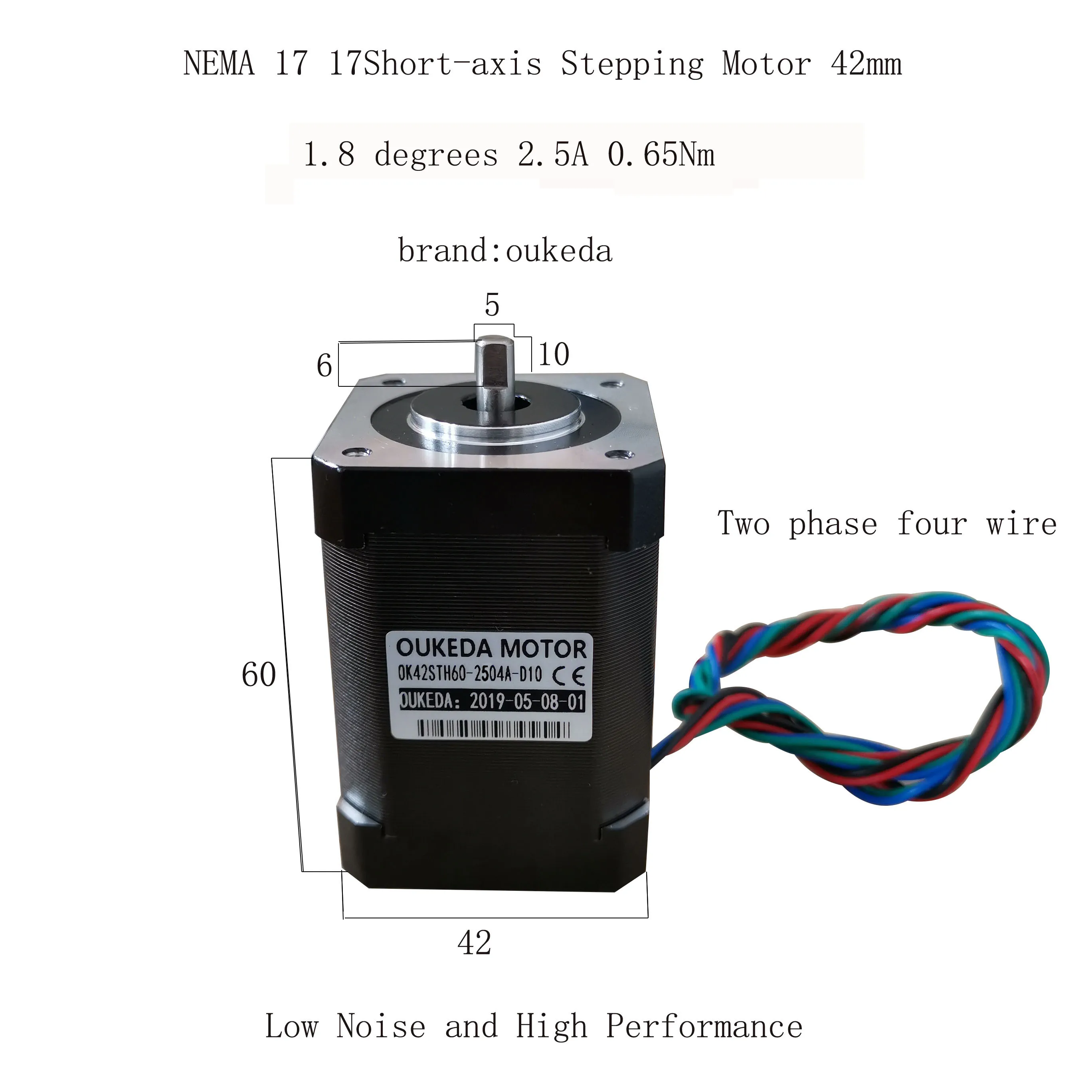 42 motor body 60 short shaft output shaft length 10 42BYGH60 motor 2.5A 42 stepper motor