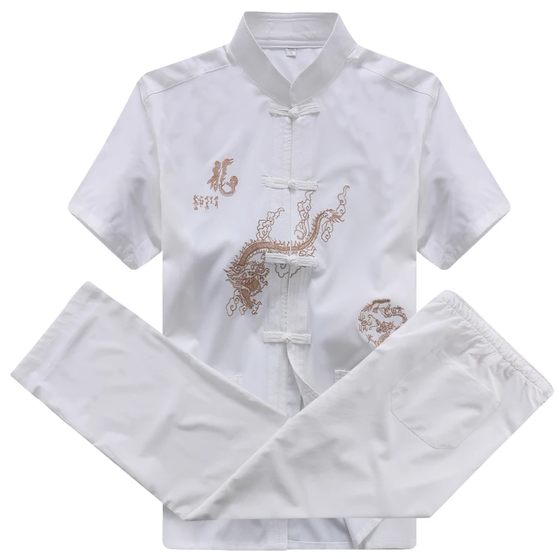 Men New Arrival Suit Embroidery Dragon Chinese Style Kung Fu Suit Wu Shu Uniform Long Sleeve Tai chi Set Fashion Set Tang Suit