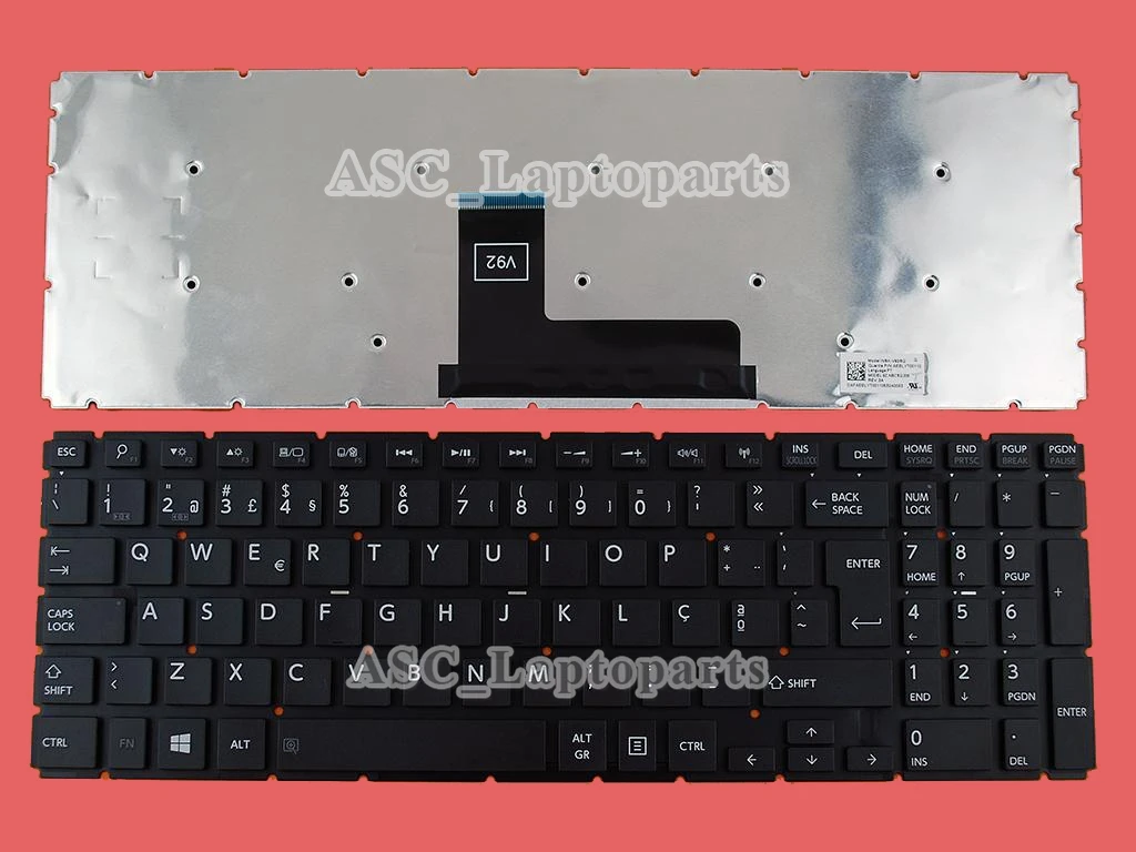 Nowa PO portugalska klawiatura Teclado dla Toshiba Satellite L50-B L50D-B L50T-B L55-B L55D-B L55t-B Laptop, błyszcząca ramka czarna