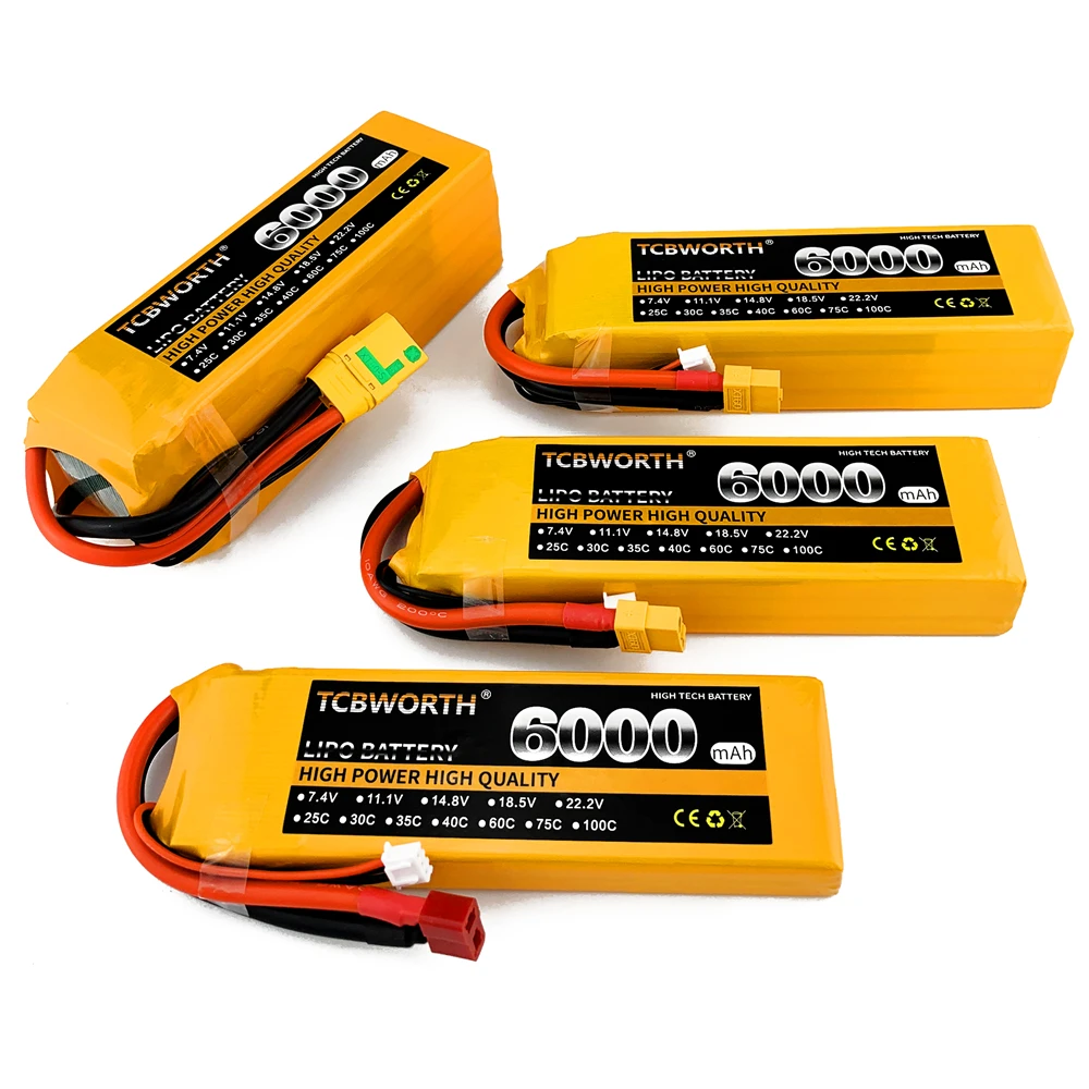 New Lithium Batteries 6S 22.2V 6000mAh 30C 60C RC Drone LiPo Battery For RC Airplane Helicopter Quadrotor Car Boat Aircraft