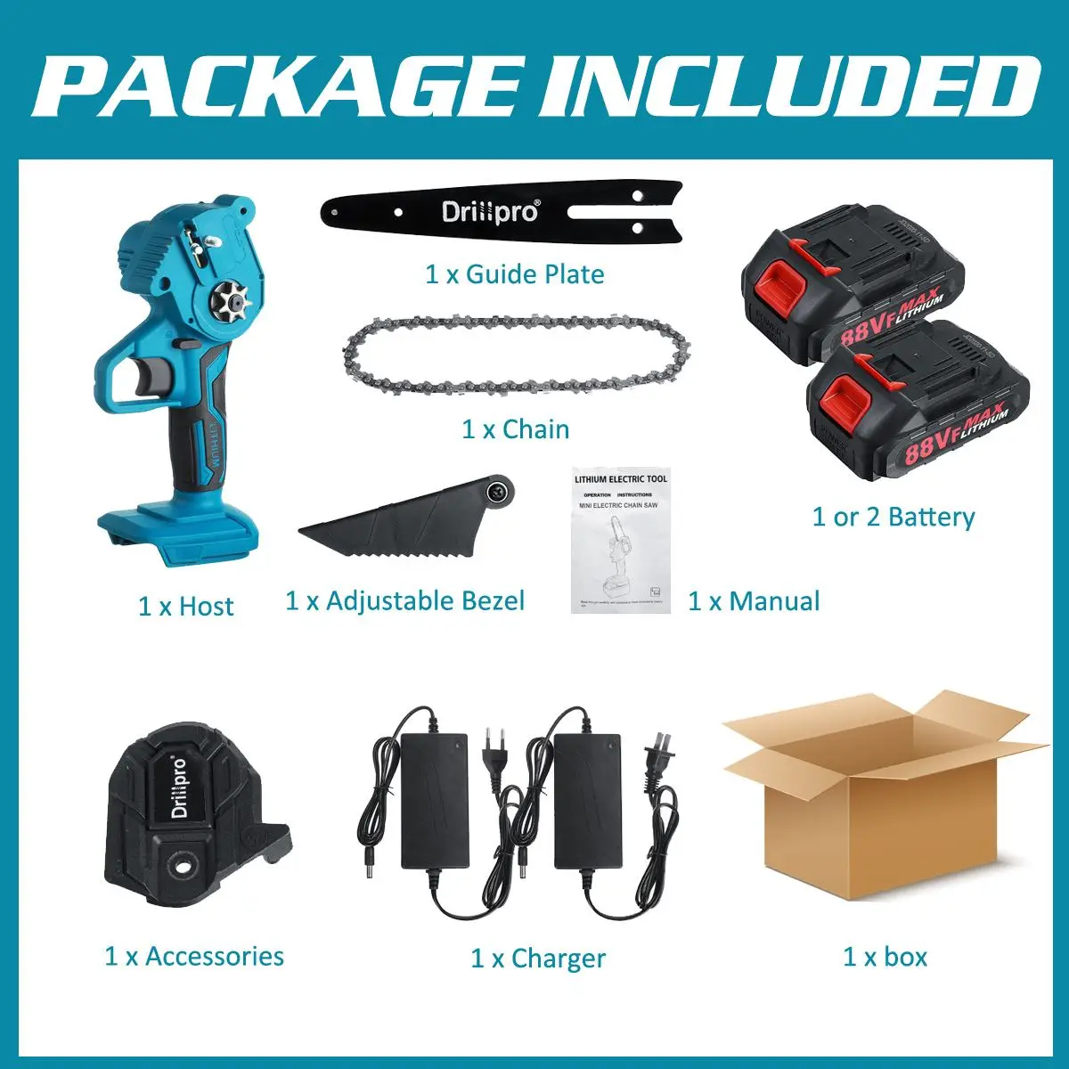 Drillpro – Mini scie à chaîne électrique sans fil de 6 pouces, pour Makita, batterie 18V, outil de jardinage pour le travail du bois