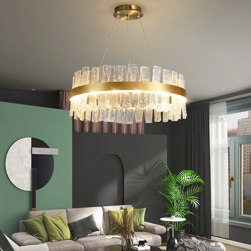

Modern Glass Chandelier Lamp Living Room Luster Bedroom Decor LED Dining Luxury Hanging Lights