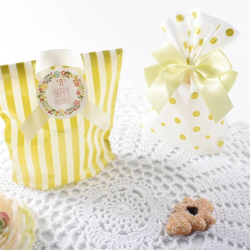 50 Stück 14 x 20 cm gestreifte Taschen für gebackene Kekse, Süßigkeiten, Nougat, Verpackung, Hochzeit, Party, Dekoration, Geschenktüten (ohne Band) – Detail 2