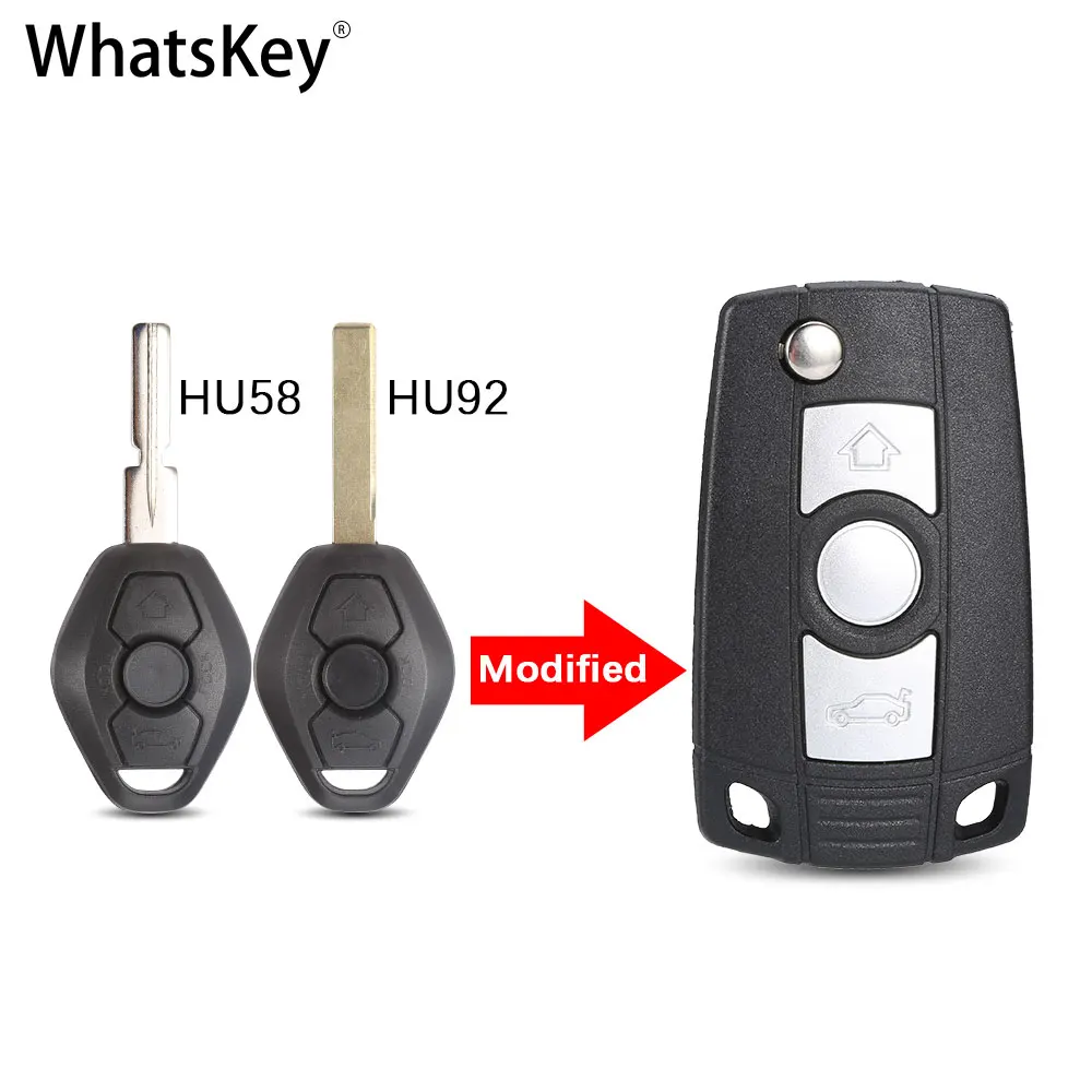 Modified Flip 3 Buttons Remote Key Shell For BMW Z3 Z4 X3 X5 46 E60 E83 E53 E36 E38 With HU58/HU92 Blade Case Folding Fob