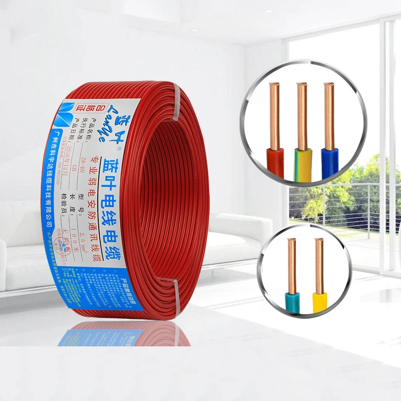 5m Copper Core Wire Home Improvement Household 1.5/6/10 Pure Copper Flame Retardant BV Wire