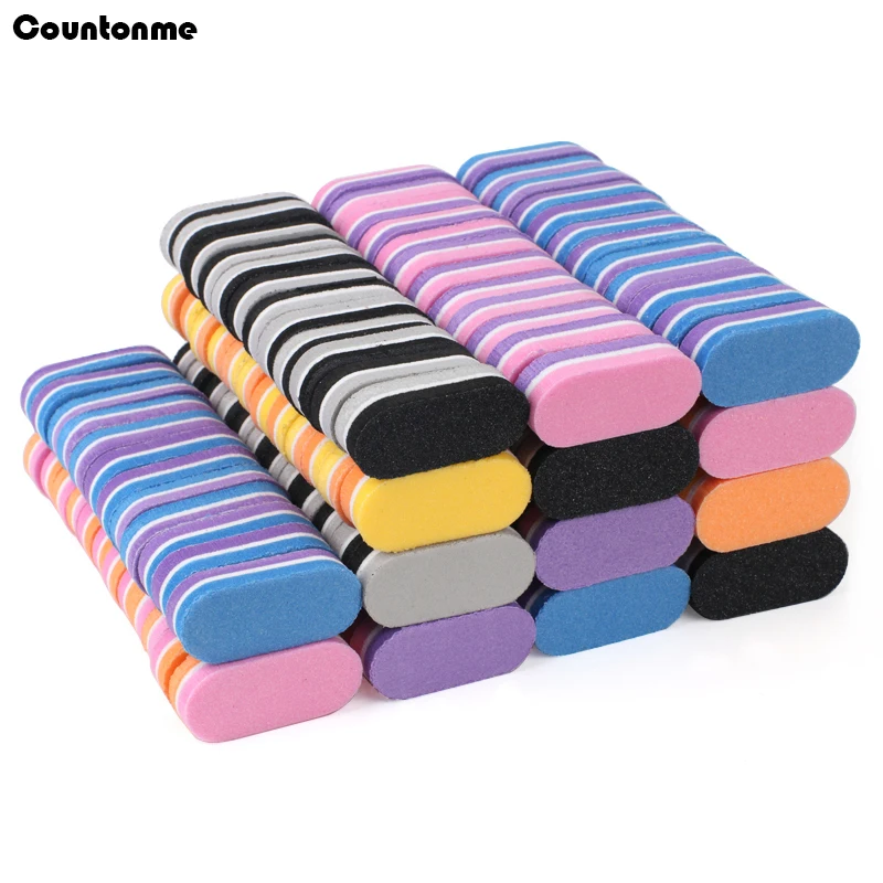 

500Pcs Colorful Sponge Nail File 100/180 Sandpaper Mini Sanding Buffer Block Polisher Pedicure Manicure Nails Accesorios Files