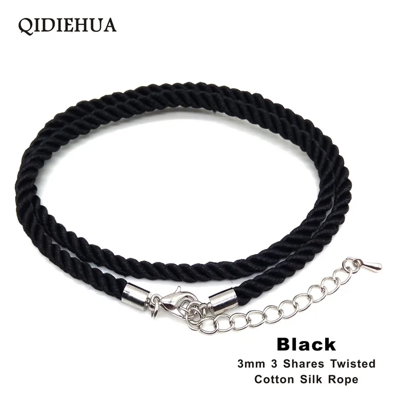 3 Pcs/Lot 3mm Fashion Shares Twister Cotton Silk Rope Chain Lobster Clasp Cord Used for Pendant Necklace Accessories Making