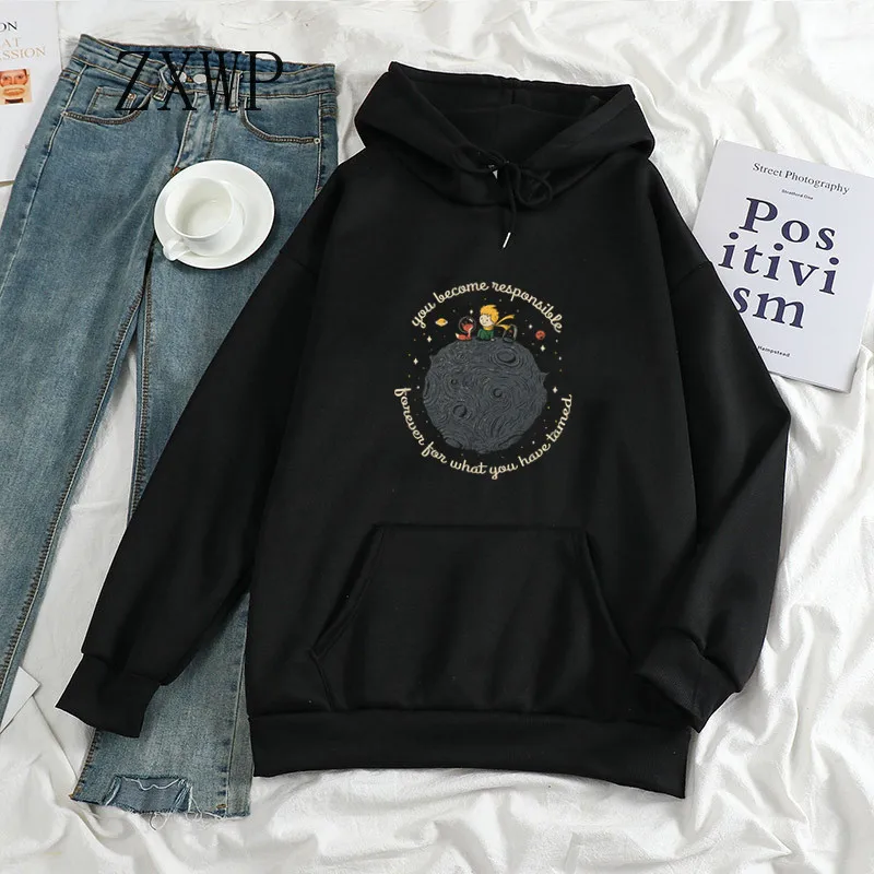 

Hoodie Women Cartoon The Little Prince Hoodies Loose Letter Printing Sweatshirt Women Fleece StreetwearGraphic Clothes Dropshipp