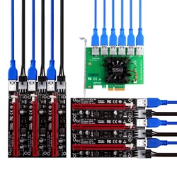 PCIE Riser PCI-E 1 to 6 Riser Card 103S Cabo Riser PCI Express x16 Extender 0.6M USB 3.0 Cable SATA to 6Pin Power for Video Card