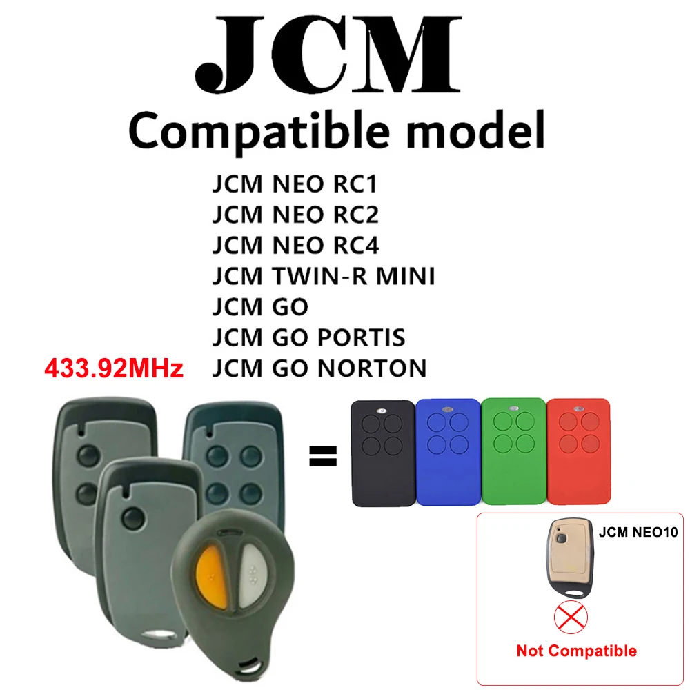 JCM NEO / JCM TWIN-R MINI Garage Door Remote Control Replicator 433.92MHz Rolling/Fxied code Command Garage Gate Opener