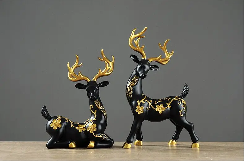 

Nordic reindeers statue resin sika deer sculpture desktop living room cabinet ornaments Home decoration accessories a1099