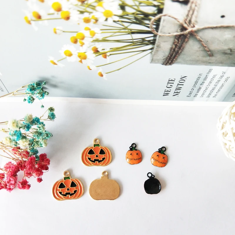 10pcs Cartoon Grimace Pumpkin Enamel Charms Pendants For Unisex DIY Bracelet Earrings Jewelry Making Accessories Halloween Gifts