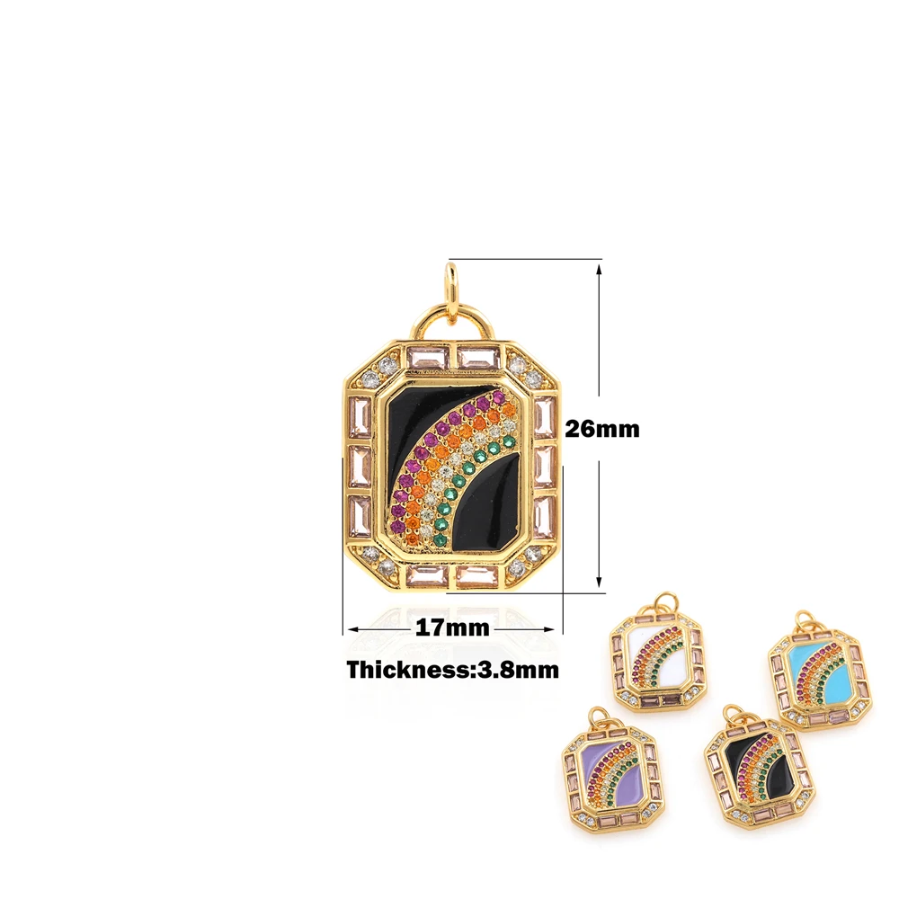 

Square Enamel Zircon Jewelry Making Pendant, Colorful Pendant, Gold-Plated DIY Making Accessories Cubic Zirconia