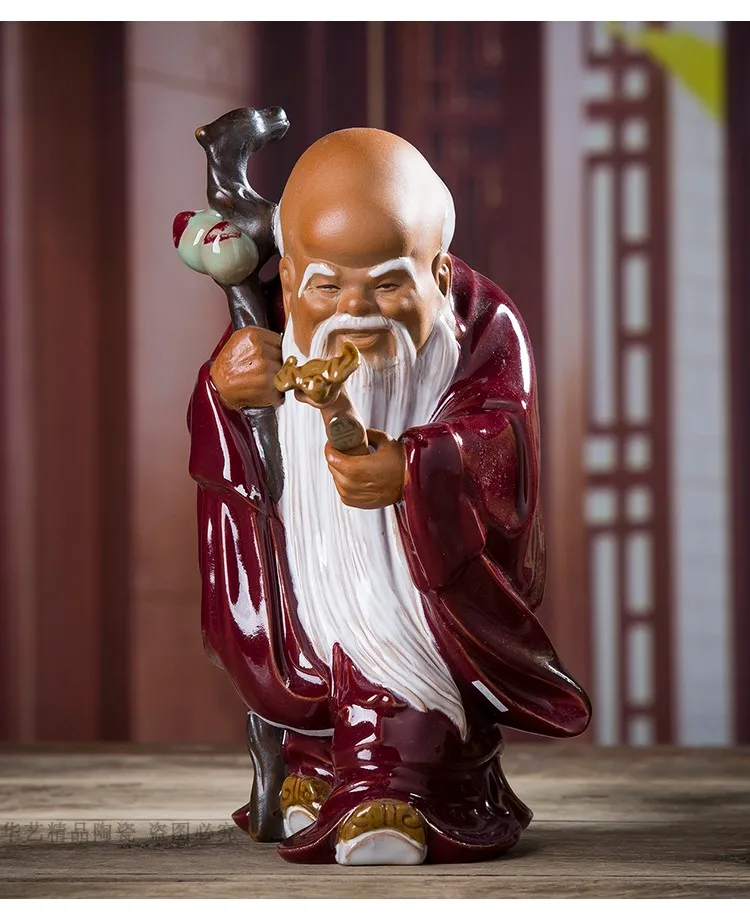 

Rare Old Oriental Santa Claus Decoration Shiwan Kiln Ceramic Figure Statue