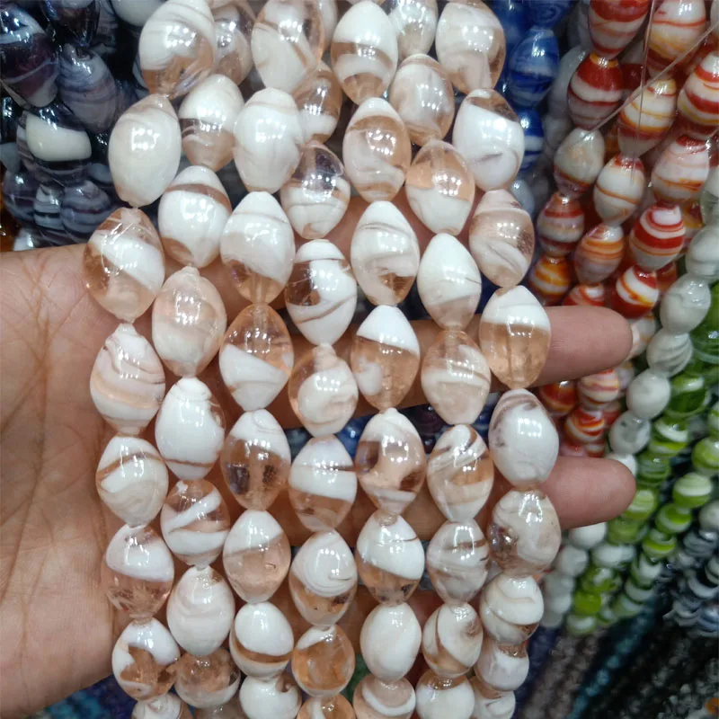 15pcs/lot 12x18mm Handmade Lampwork Beads For Jewelry Making DIY Loose Lampwork Drum Beads Fit Bracelet Necklace