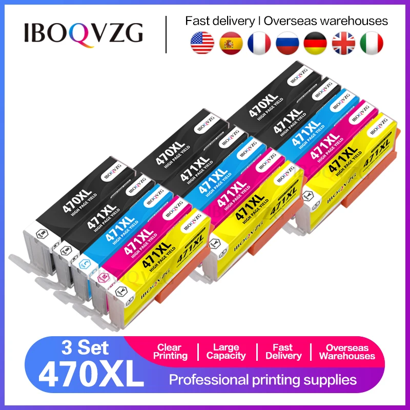 IBOQVZG PGI 470 CLI 471 Compatible Ink Cartridge For Canon PGI-470 CLI-471 PIXMA TS5040 MG5740 MG6840 TS6040 Printer Ful Ink