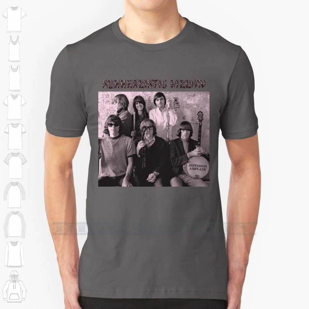 Jefferson Airplane-Surrealistic Pillow 100% Cotton T Shirt Grace Slick Jefferson Airplane Jorma Marty Balin Jack Casady White