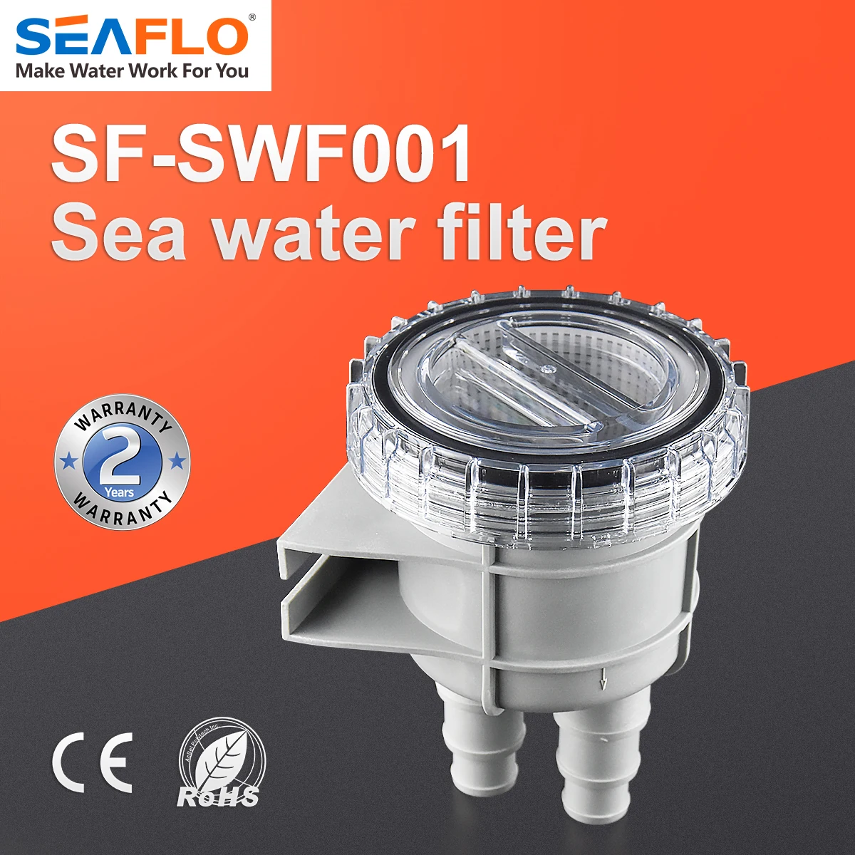 SEAFLO 25mm 32mm 38mm Sea Water filter Fits for Hose Size 1