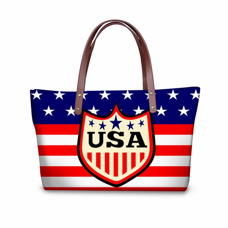 

INJERSDESIGNS Fashion Lady Handbags Bolsa Feminina Luxury Handbag USA Flag Printing Shoulder Bags For Women 2020 Girls Tote Bag