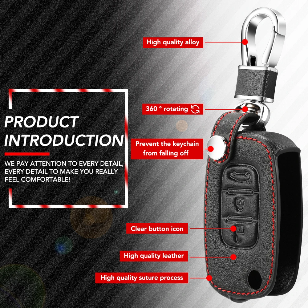 Leather Key Case Cover for LADA Vesta Granta XRay Kalina Priora Sedan for Renault Megane 3 Fluence Clio Key Cover for Mercedes