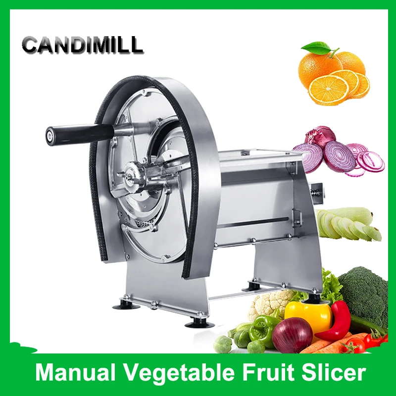 

CANDIMILL Manual Vegetable Fruit Slicer Potatoes Lemon Cutter Cutting Slicing Machine Adjustable Slice Thickness