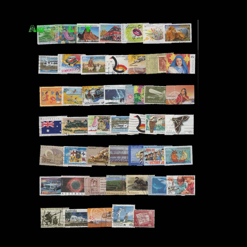 50 PCS All Different Australia Random  Postage Stamps With Post Mark For Collecting A0320