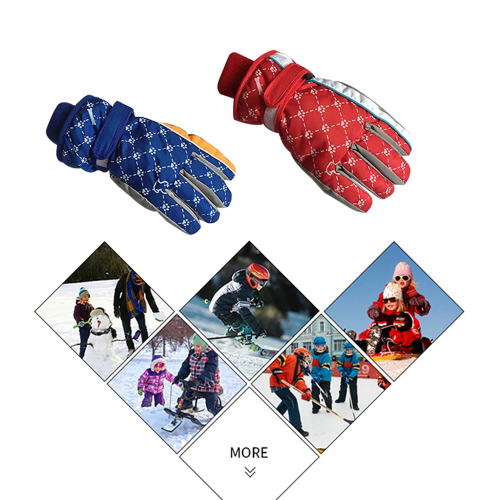 5-8 jahre Kinder Ski Handschuhe Jungen Mädchen Winter Wasserdicht Verdickt Samt Erwärmung Eis Hockey Skifahren Handschuh Weihnachten Geschenk