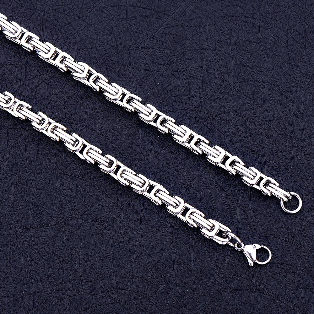 Fashion Men\'s Jewelry Set 5MM 316L Titanium Steel Stainless Steel Imperial Chain Necklace Bracelet Brother Gift drop shipping