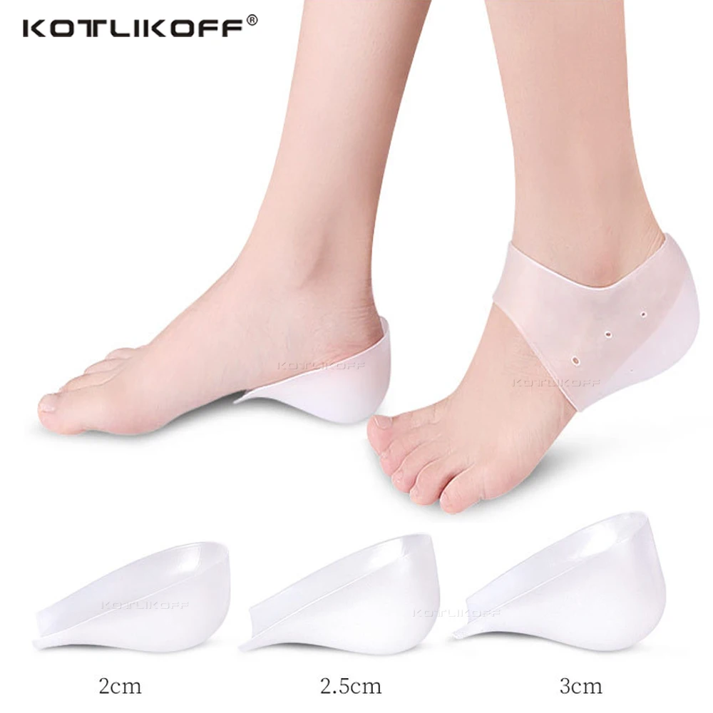 Solette Unisex invisibili per aumentare l'altezza donna uomo cuscinetti per tallone soletta In Gel di Silicone soletta abito In calzini strumento per la cura della pelle del piede incrinato