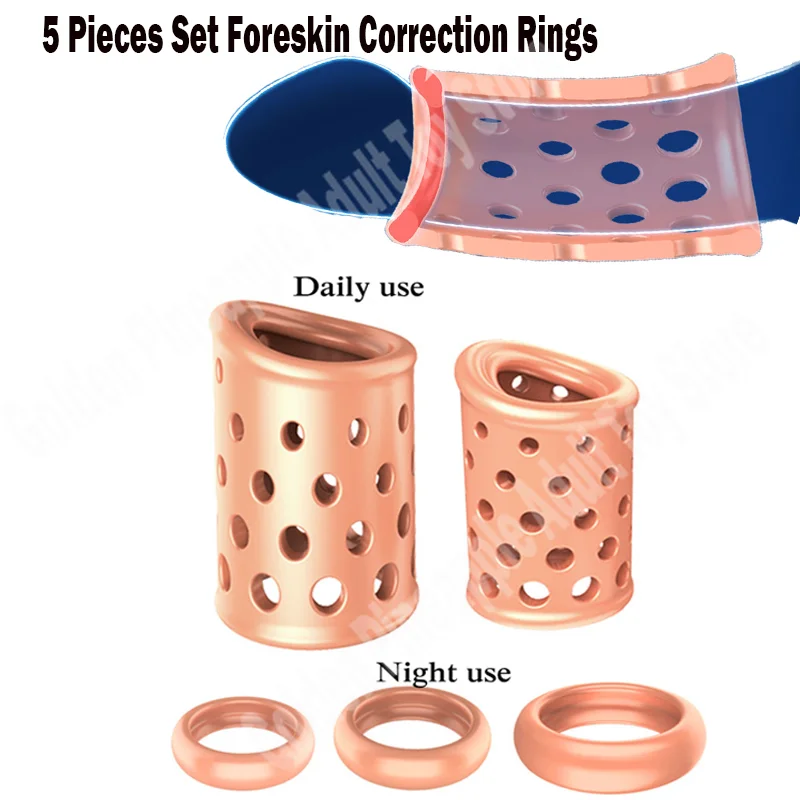 Silicone Penis Ring Sex Toys for Men Reusable Ejaculation Lock Cock Rings Silicone Foreskin Correction Ring Phimosis Corrector