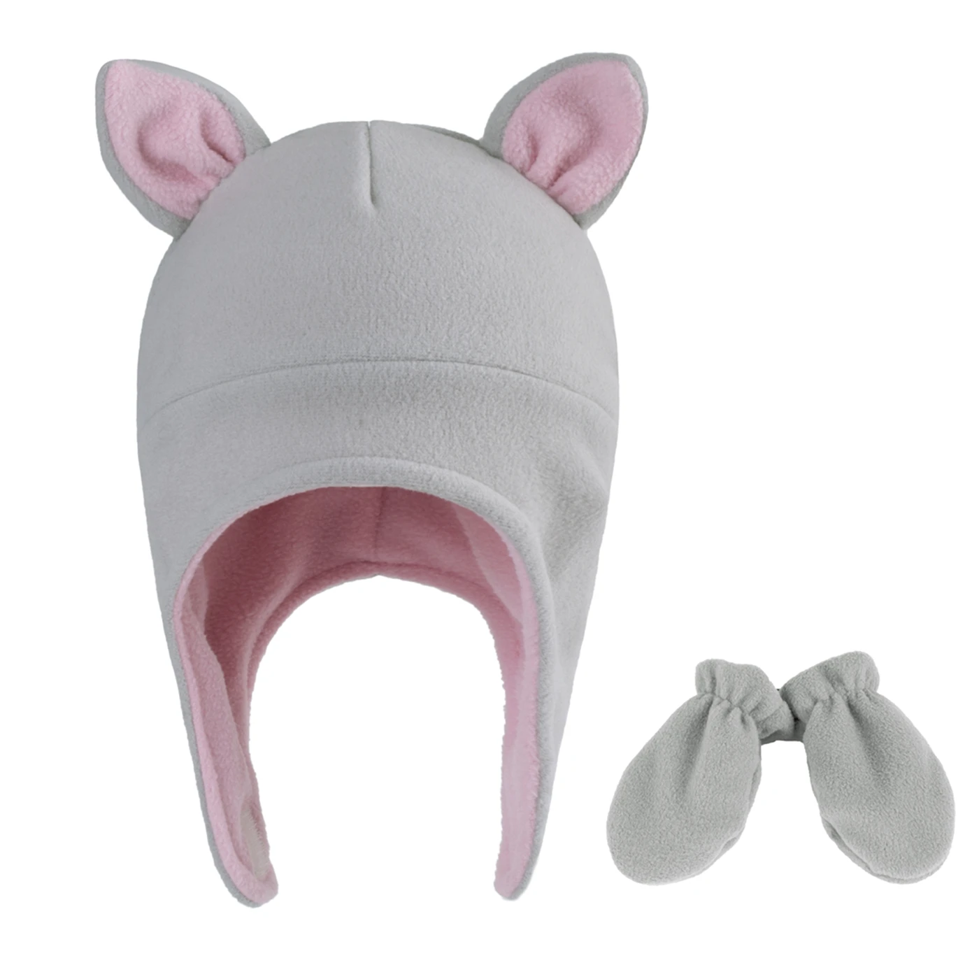 Connectyle Toddler Infant Boys Girls Kids Skull Cap Cute Cat Ears Fleece Beanie Warm Ski Snow Cap Windproof Trapper With Mittens