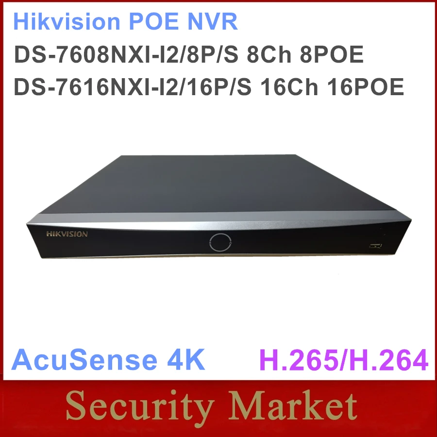 Original English Hikvision DS-7608NXI-I2/8P/S  DS-7616NXI-I2/16P/S  8/16-ch 1U 8/16 POE AcuSense 4K NVR