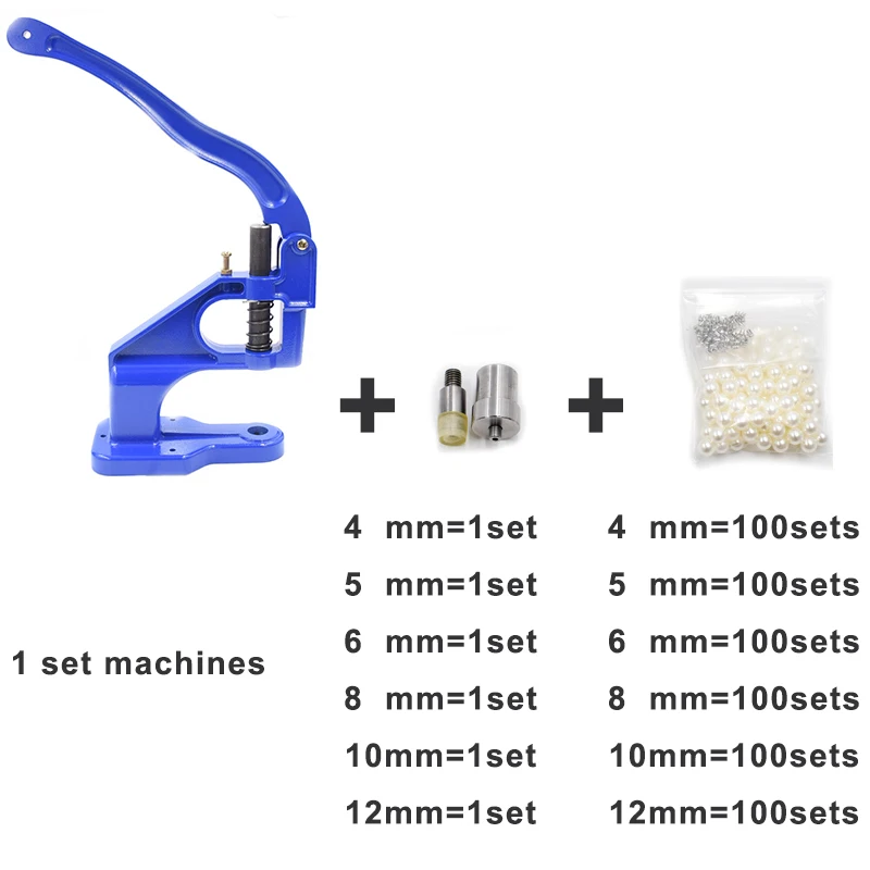 Ensemble de perles ABS et moules, 1Machine + 100 ensembles de 4/5/6/8/10/12mm, perles d'imitation en plastique Non poreuses, Rivets de perles blanches