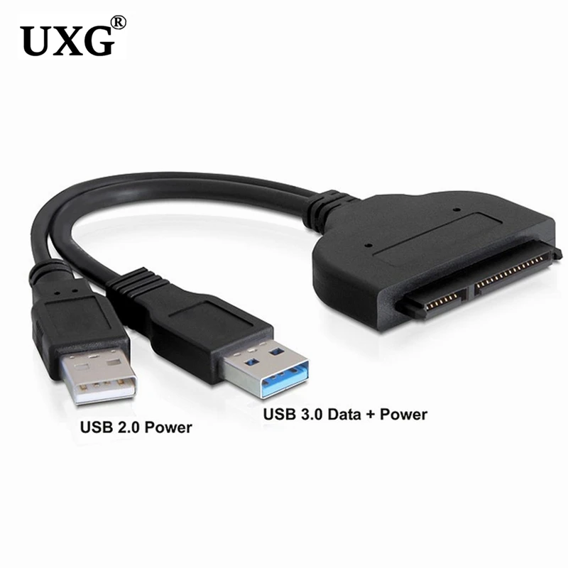 

SATA to USB 3.0 Dual 22pin Adapter Cables External Power For 2.5''' Ssd Hdd Hard Disk Drive Converter