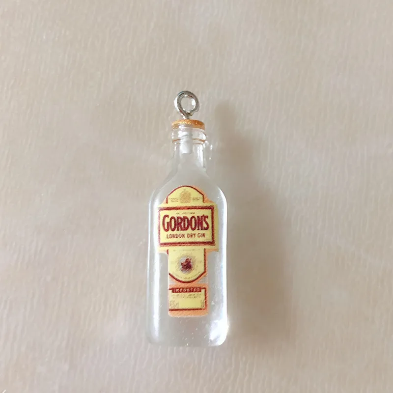 10pcs/pack 3D GIN Beer Resin Charms Earring Keychain Necklace  Pendant Jewlery Findings Phone Case  DIY