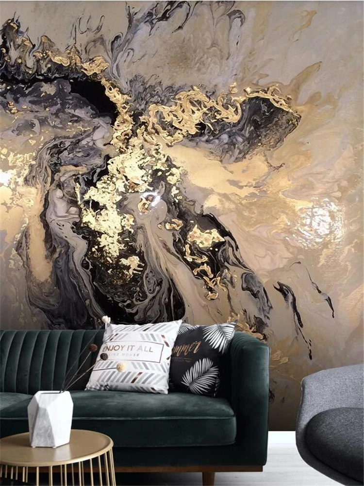 

Custom wallpaper 3D new Chinese abstract golden mood landscape splash ink background wall decoration painting 3d papel de parede