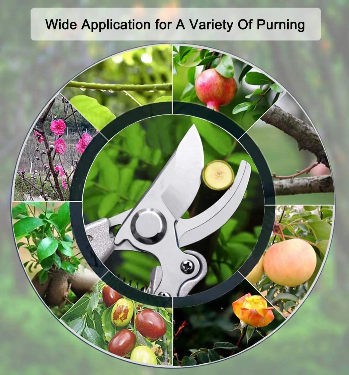 Professional Heavy Duty Garden Bypass Pruning Shears, Tree Trimmers Secateurs, Hand Pruner, Stainless Steel Blades,Hand Pruner