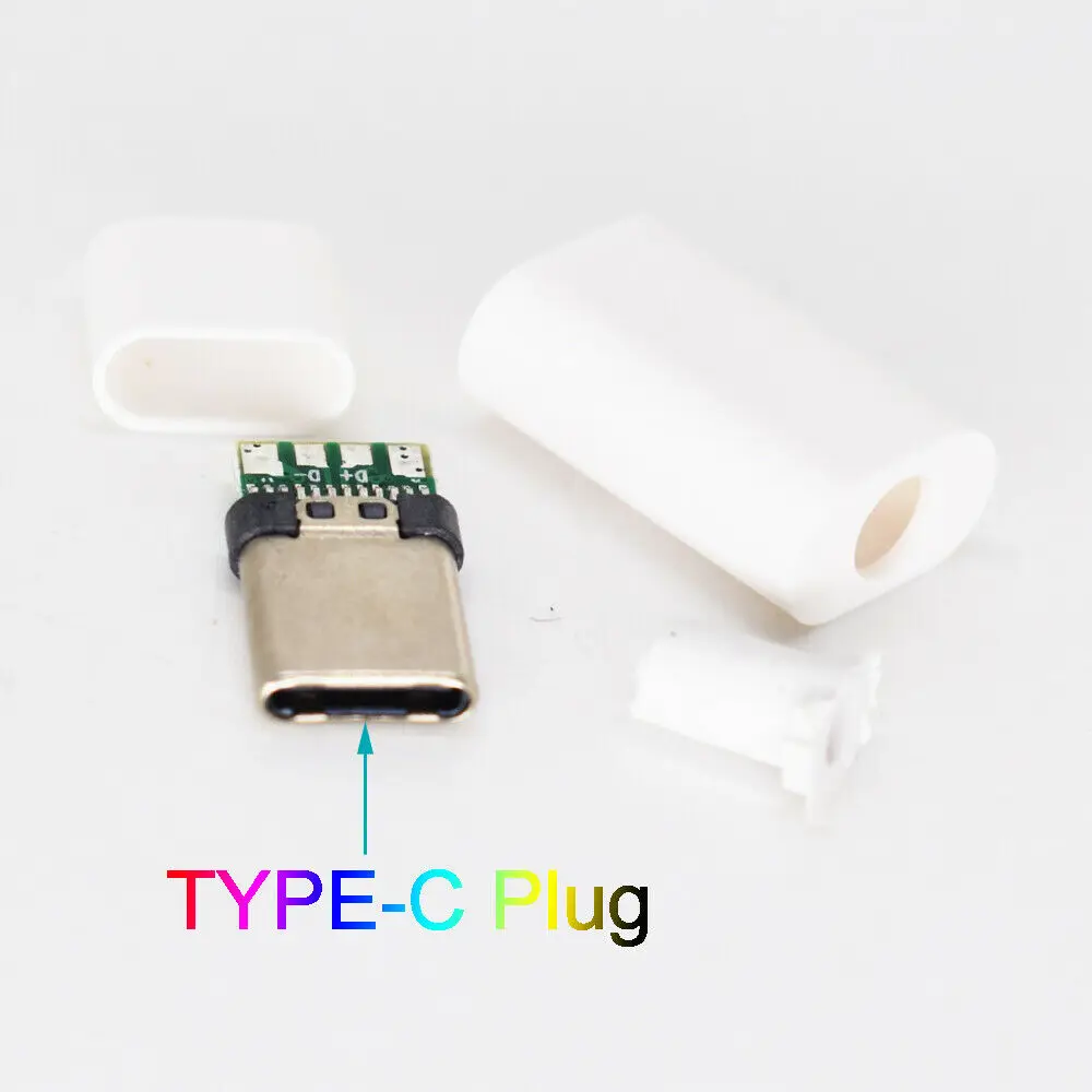 1 set White USB 3.1 Type C USB C Male Plug DIY Connector Solder Housing Cover